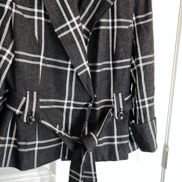 Bandolino acrylic and wool plaid belted jacket women’s 16 - Picture 3 of 11